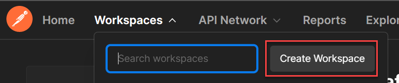 Create Workspace menu in Postman