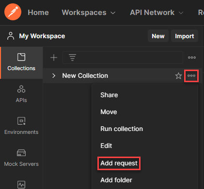Adding a new request to a collection in Postman